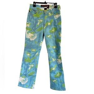 Parasuco Jean Extreme Fit RARE Vintage 90s Y2K Pants Blue Green Abstract Size 30